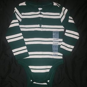 Striped green and white long sleeve onsie